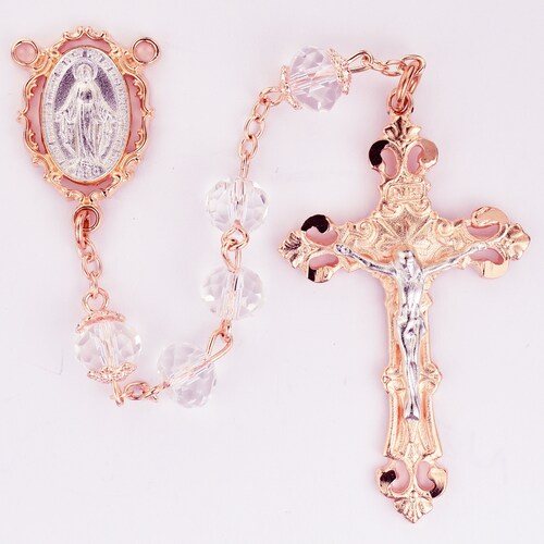 Rosary Rose Gold Crystal Rosary - Etsy