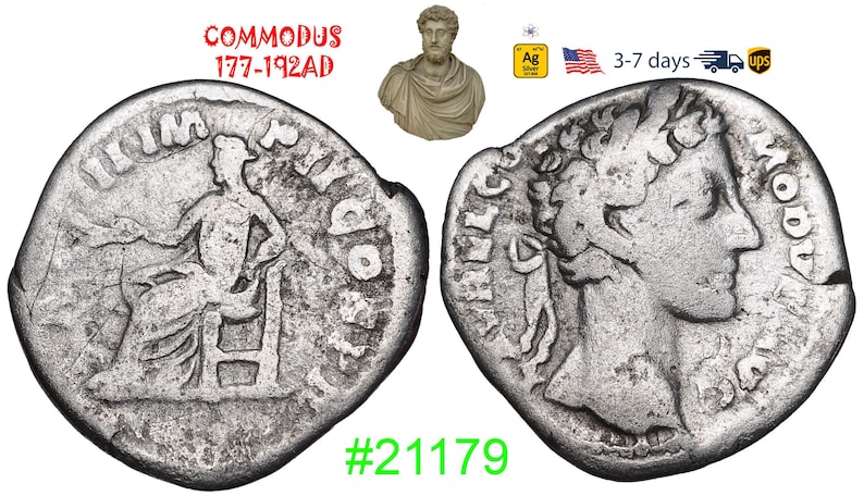 Ancient Roman Empire Silver Coin, Commodus 180-192 AD, Authentic ...