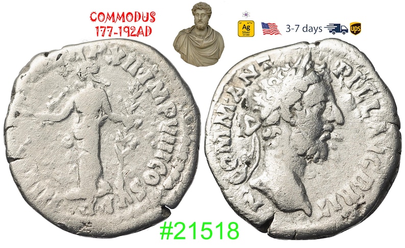 Ancient Roman Empire Silver Coin, Commodus 180-192 AD, Authentic ...