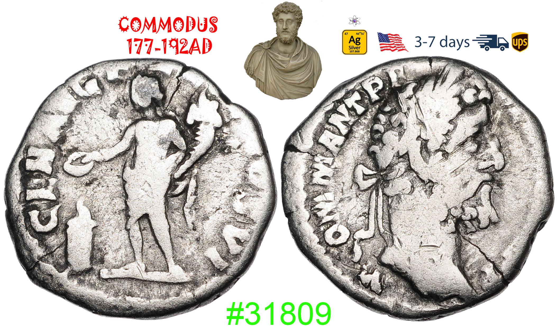 Ancient Roman Empire Silver Coin, Commodus 180-192 AD, Authentic ...