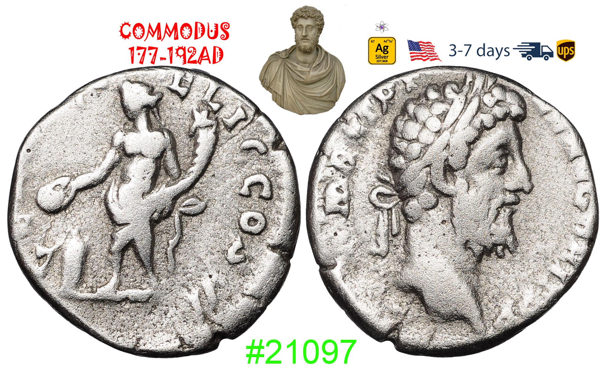Ancient Roman Empire Silver Coin, Commodus 180-192 AD, Authentic ...