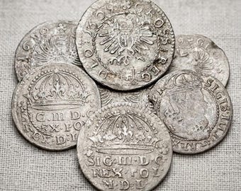 Polonia, Prusia ORT y Grosze 1609-1755 - Segismundo III, Agosto III, Guillermo, Auténticas monedas de plata n.º 910