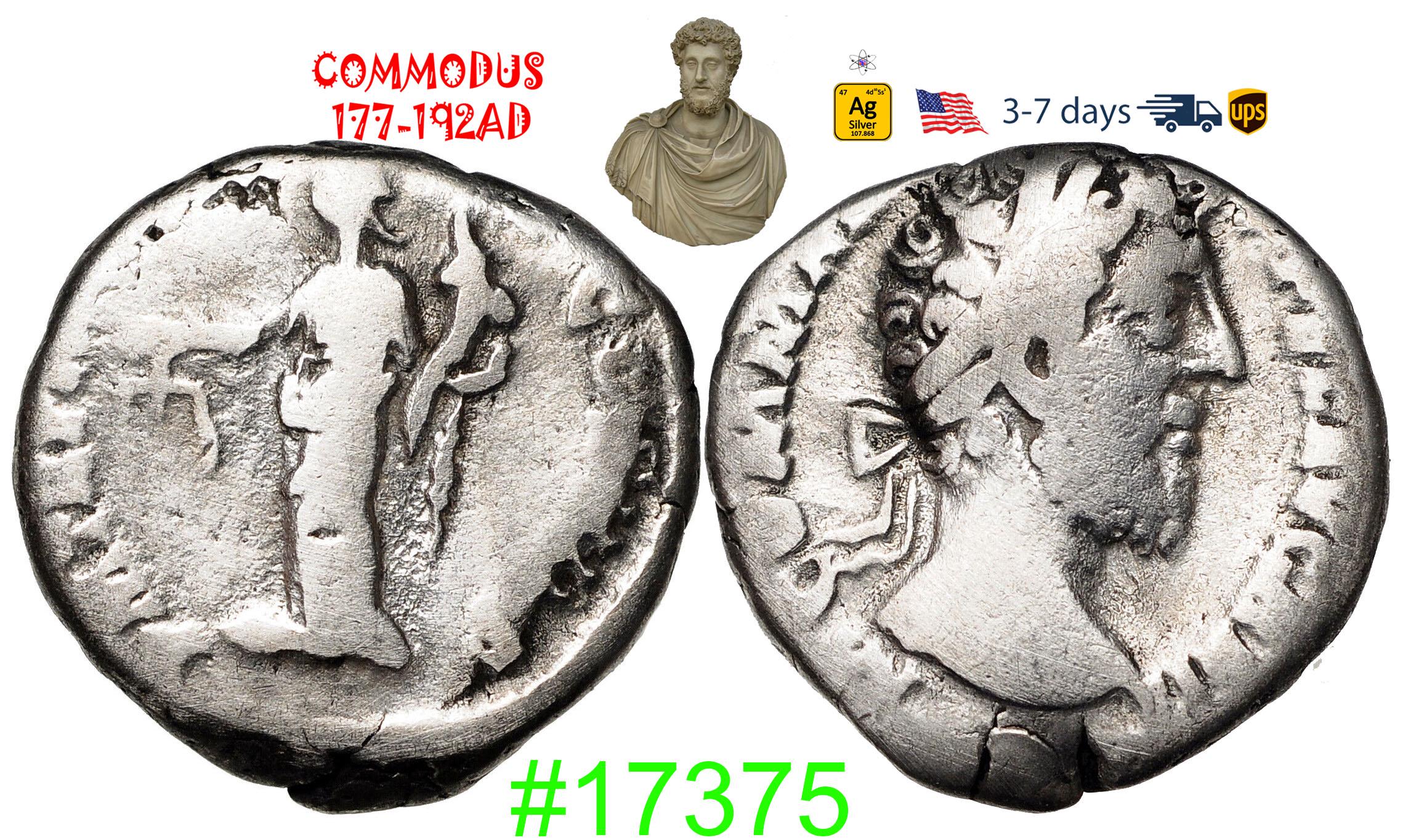 Ancient Roman Empire Silver Coin, Commodus 180-192 AD, Authentic ...