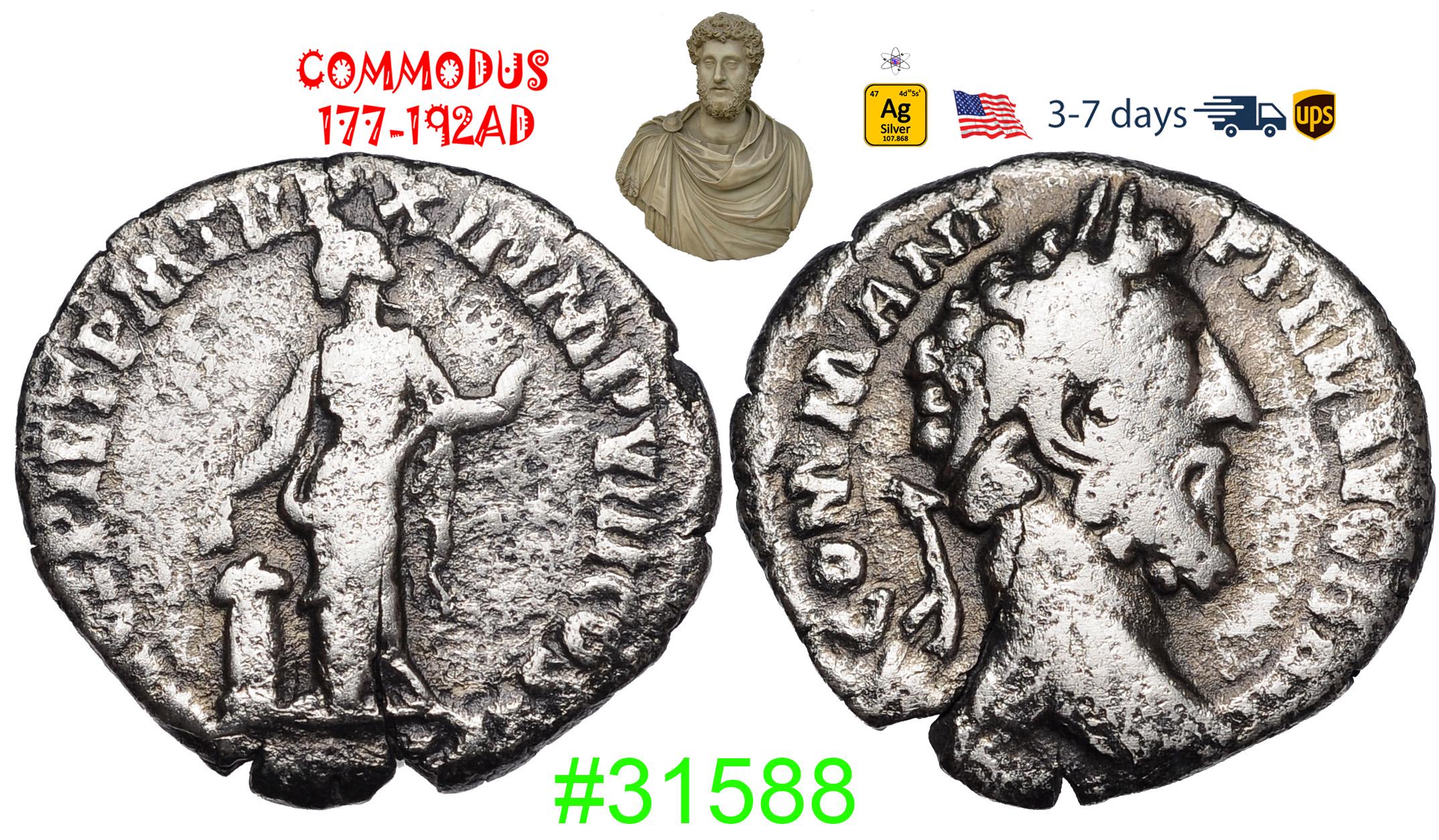 Ancient Roman Empire Silver Coin, Commodus 180-192 AD, Authentic ...