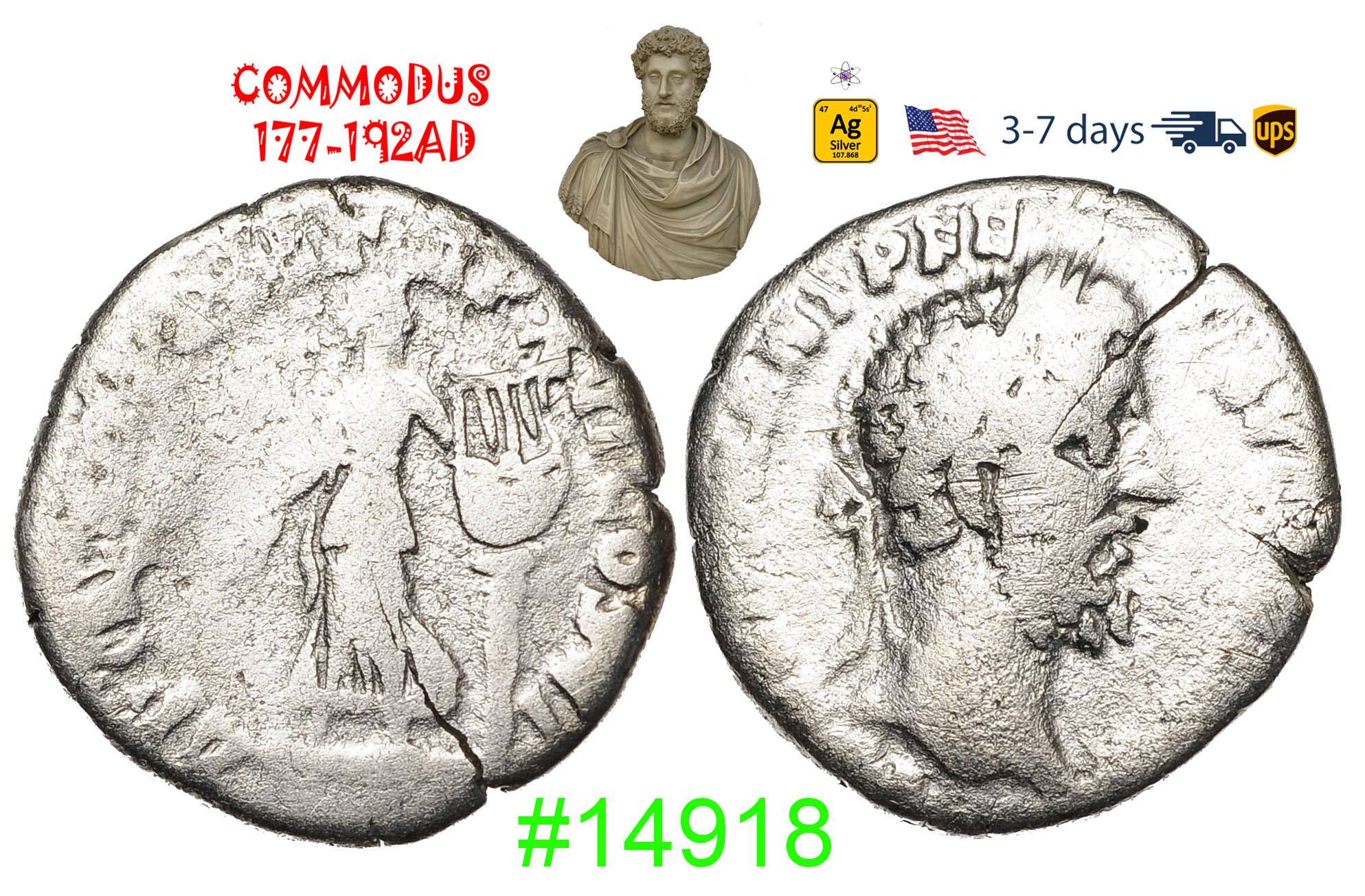 Ancient Roman Empire Silver Coin, Commodus 180-192 AD, Authentic ...