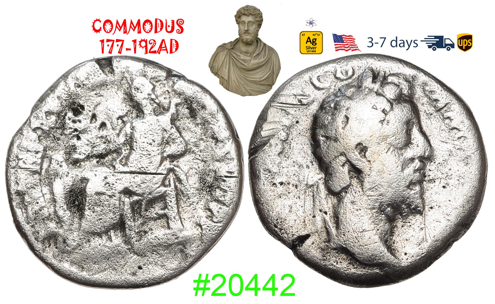 Ancient Roman Empire Silver Coin, Commodus 180-192 AD, Authentic ...