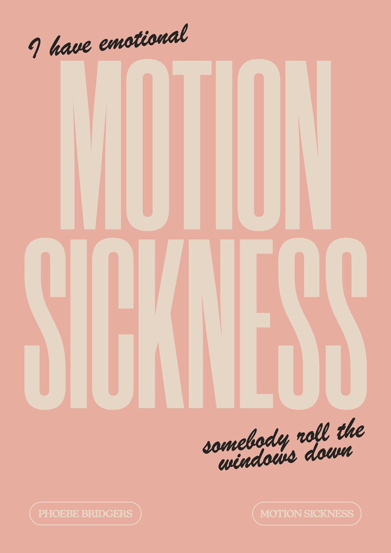 Phoebe Bridgers Motion Sickness Lyrics Inspired A6 A5 A4 A3 Etsy