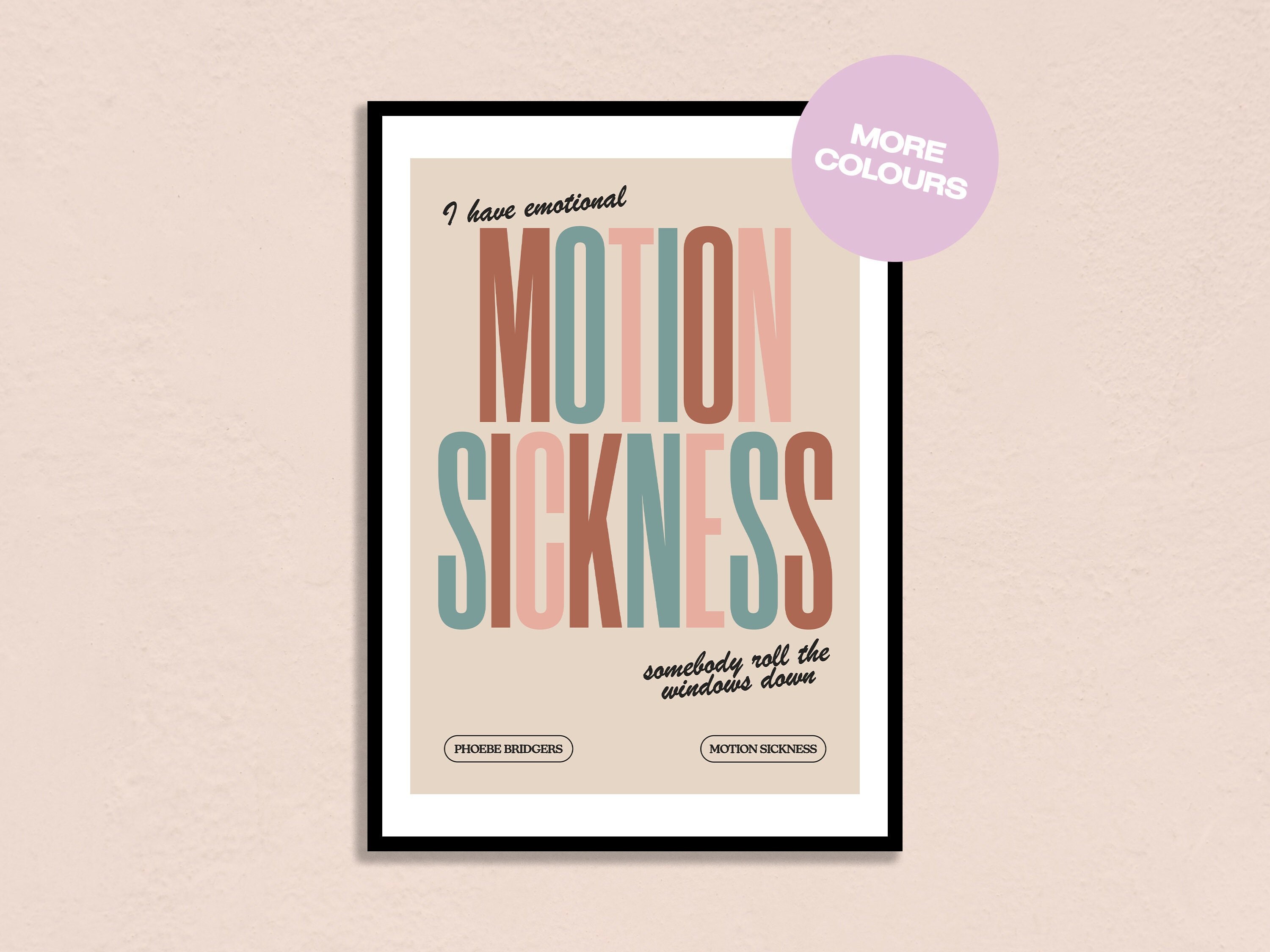 Phoebe Bridgers Motion Sickness Lyrics A6 A5 A4 Print Poster Etsy