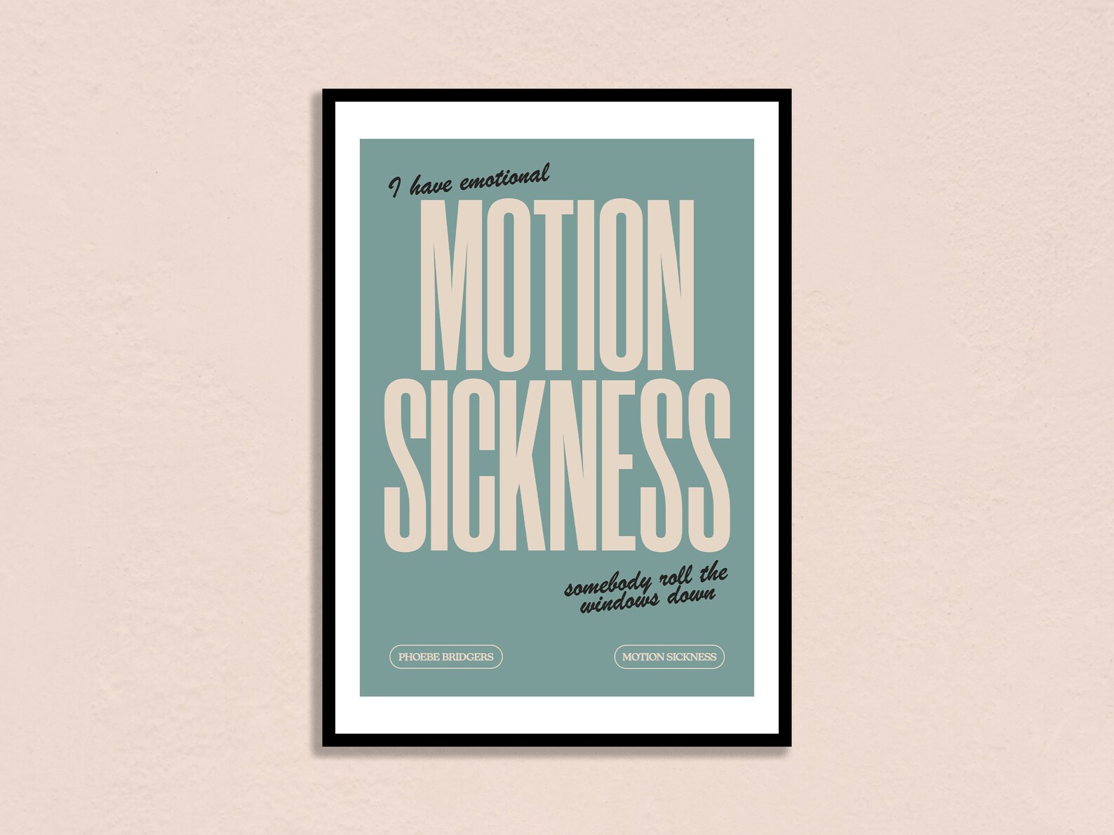 Phoebe Bridgers Motion Sickness Lyrics Inspired A6 A5 A4 A3 Etsy