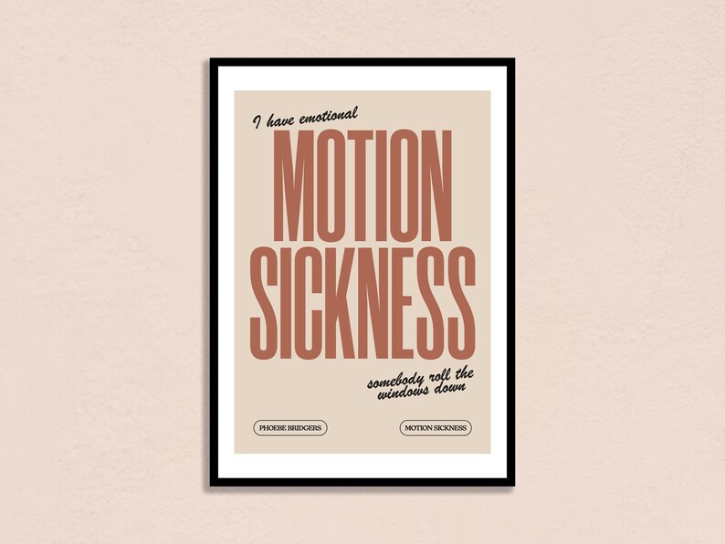 Phoebe Bridgers Motion Sickness Lyrics Inspired A6 A5 A4 A3 Etsy