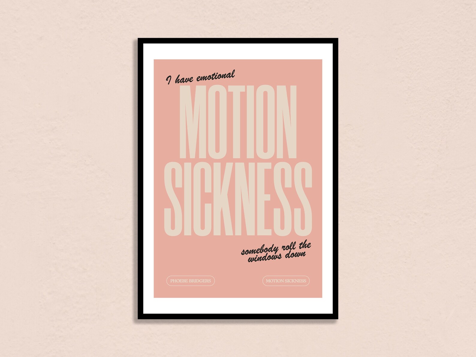 Phoebe Bridgers Motion Sickness Lyrics Inspired A6 A5 A4 A3 Etsy