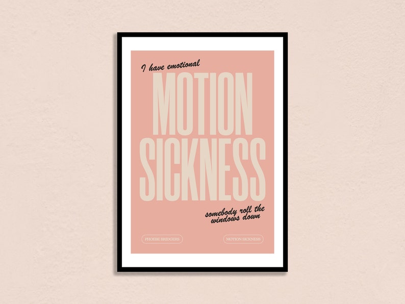 Phoebe Bridgers Motion Sickness Lyrics Inspired A6 A5 A4 A3 Etsy