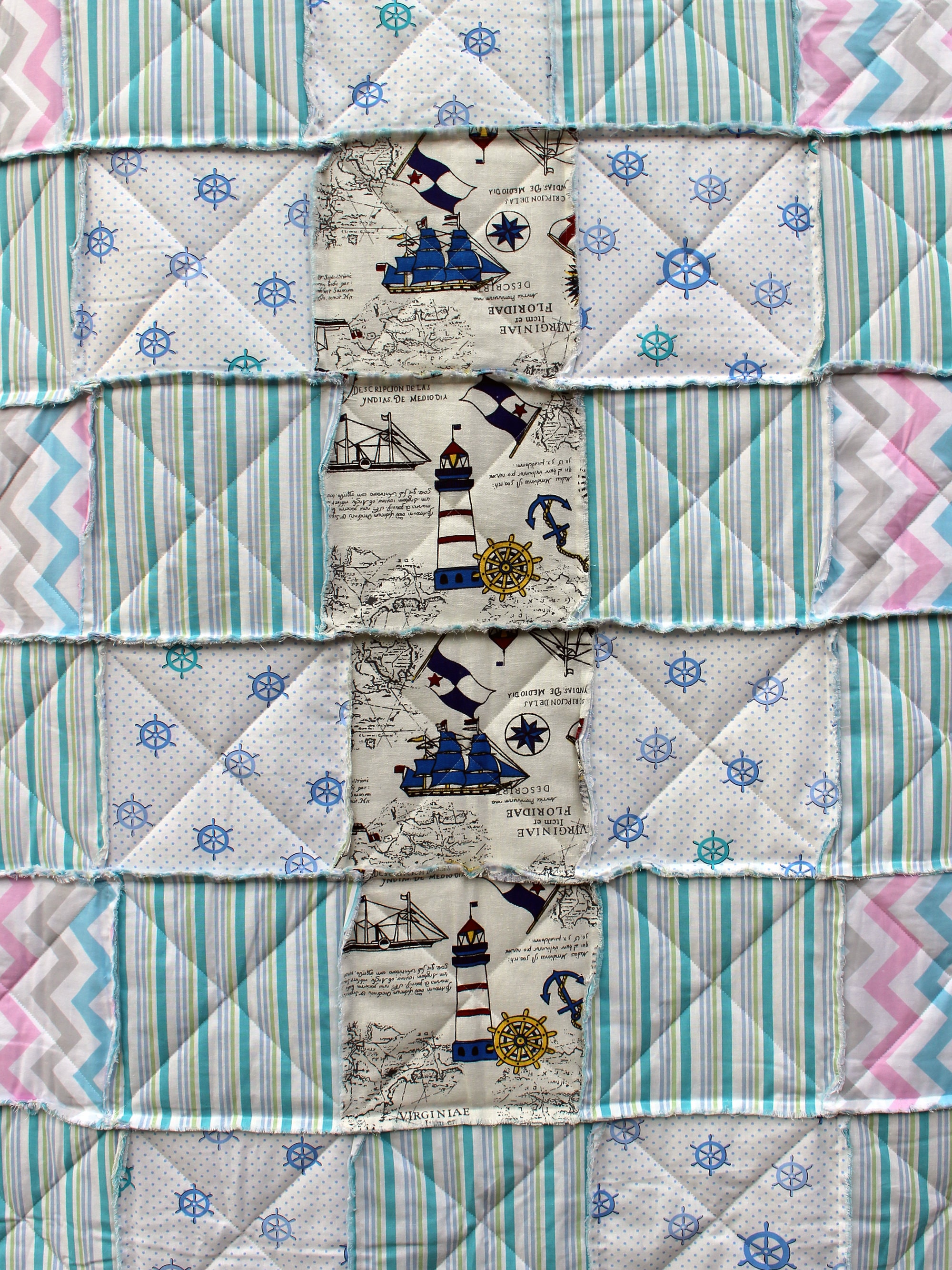 Handmade patchwork quilt Patchwork quilt on a marine theme Etsy