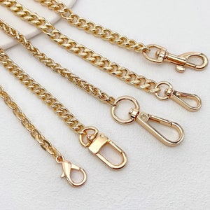 Correa de cadena para bolso dorada, correas para bolso cruzado, correas para bolso de hombro, asas para bolso de 40 cm a 130 cm