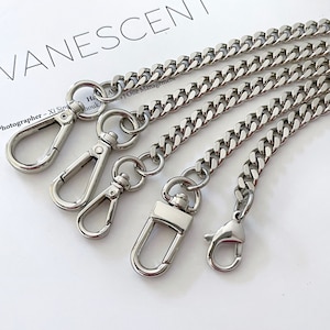 Brass Curb Purse Chain Strap with Clasps, 7.4mm Wallet Chain Bag Chain, Handbag Charm Accessories