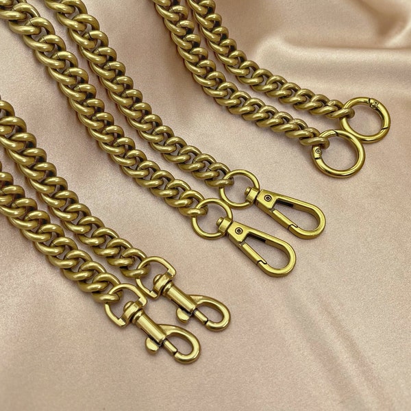 PURSE CHAIN STRAP, 13mm Width Replacement Strap, Antique Vintage Gold Bag Chain, Brass Plated Aluminium Handbag Strap, Crossbody Chain