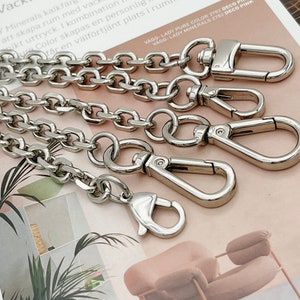 CADENA PARA BOLSO, Cadena para billetera de acero, Correa para bolso cruzado con corte de diamante, Cadena para asa de repuesto, Correa para bolso de hombro en plata