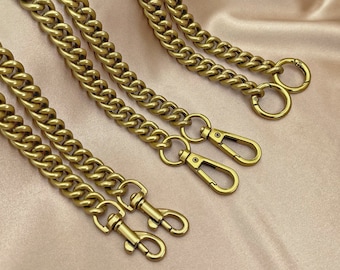 PURSE CHAIN STRAP, 13mm Width Replacement Strap, Antique Vintage Gold Bag Chain, Brass Plated Aluminium Handbag Strap, Crossbody Chain