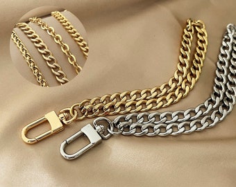 CHAIN Wrist Strap, Replacement Purse Wristlet Strap, Gold & Silver Chain Strap, Handbag, Clutch Chain Wristlet, NK Curb Chain with Clasp