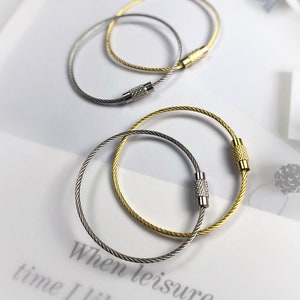 3 porte-clés en fil d'acier inoxydable de 1,5 x 158 mm, porte-clés en fil de fer