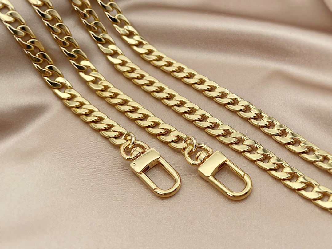 Brass Curb Purse Chain Strap With Clasps 9.2mm Gold Plated Etsy