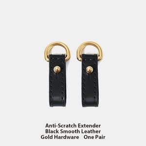Bag Strap Replacement with Anti-Scratch Extender Set - Vachetta Leather Shoulder Strap Black Gold Extender Only
