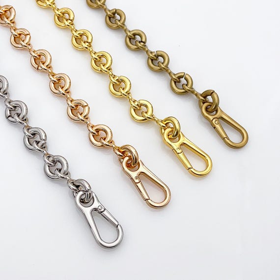 Shoulder Strap for Bags - Donut Chain Strap in Gold/Silver, 1.5cm Wide Alloy Metal Bag Accessory Detachable Chain Strap