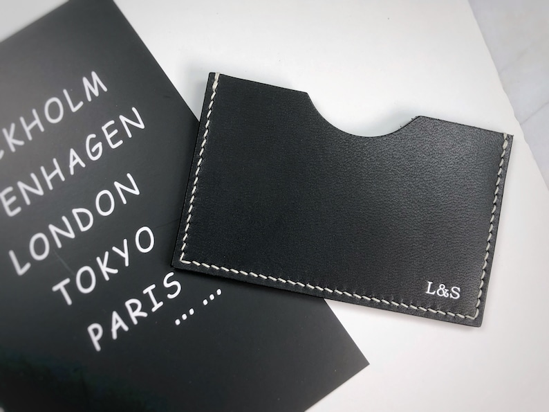 Personalized Leather Minimalist Slim Card Holder Wallet