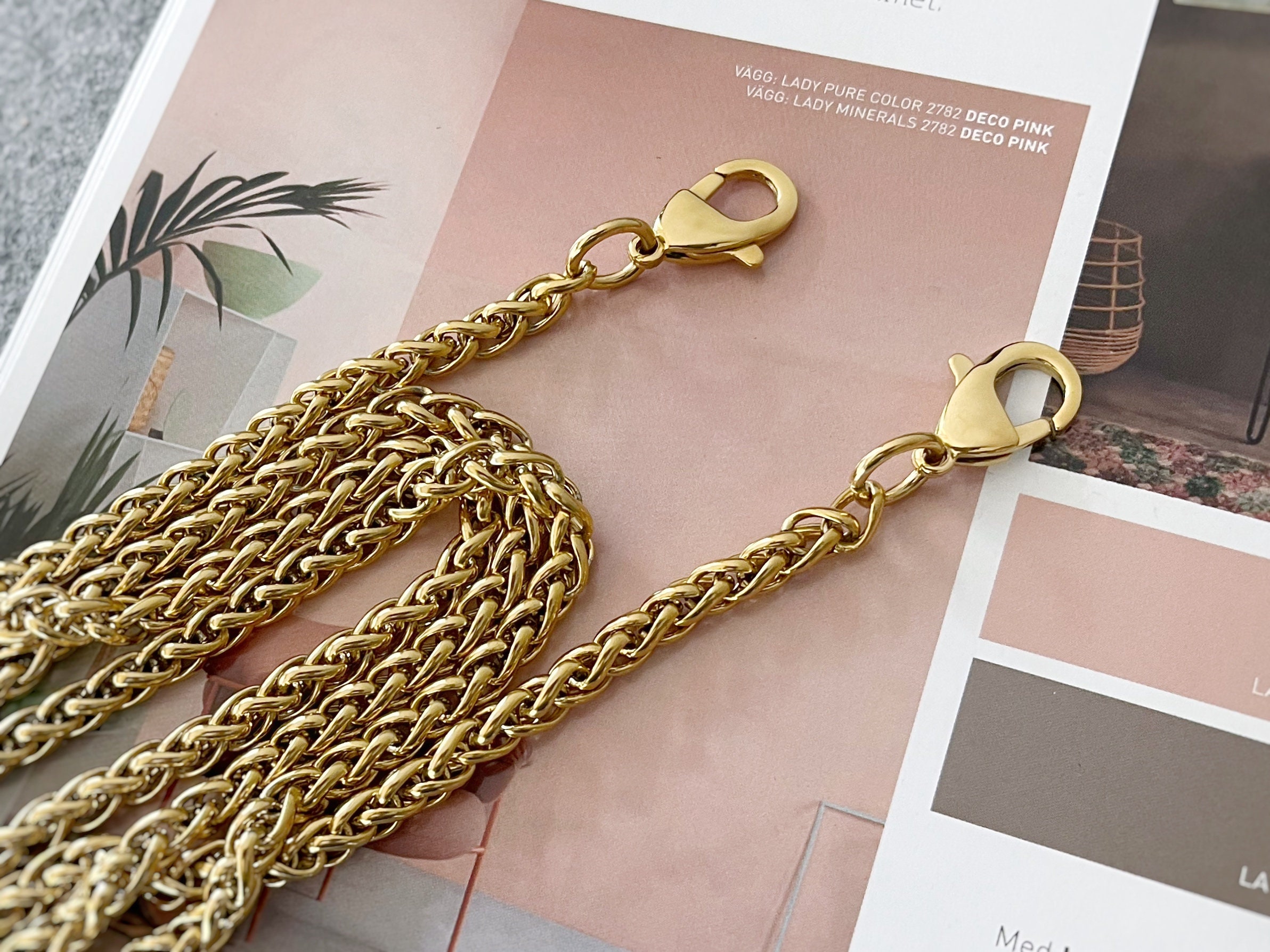 12mm Golden Plated Purse Chain, Purse Strap, Curb Chain, Wheat Chain, Cable  Chain, Chain Strap, Bag Chain, Wallet Chain, Replacement Chains