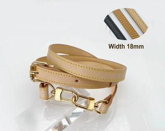 Vachetta Leather Crossbody Strap 18mm: Adjustable Replacement with Gold Clasps