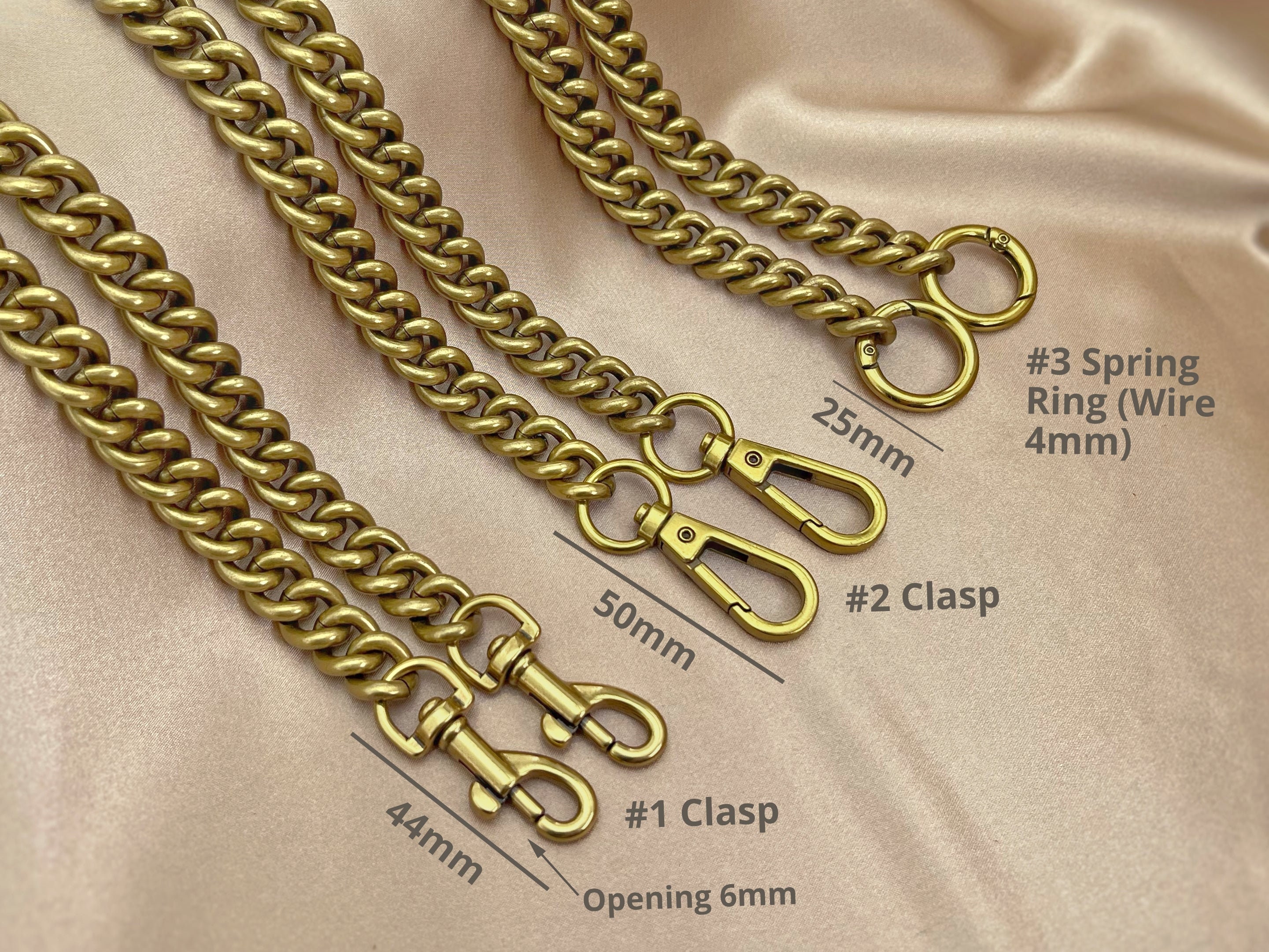 Oval Purse Chain Flat Gold Light Weight Crossbody Shoulder Strap Polished -  (24 / 60cm)