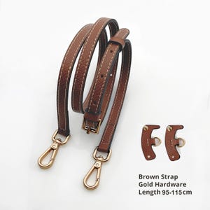 Kit de conversion de lanière en cuir réglable pour mini pochette - Sans perforation, relooking de sac bricolage Brown Adjustable & Gold Hardware