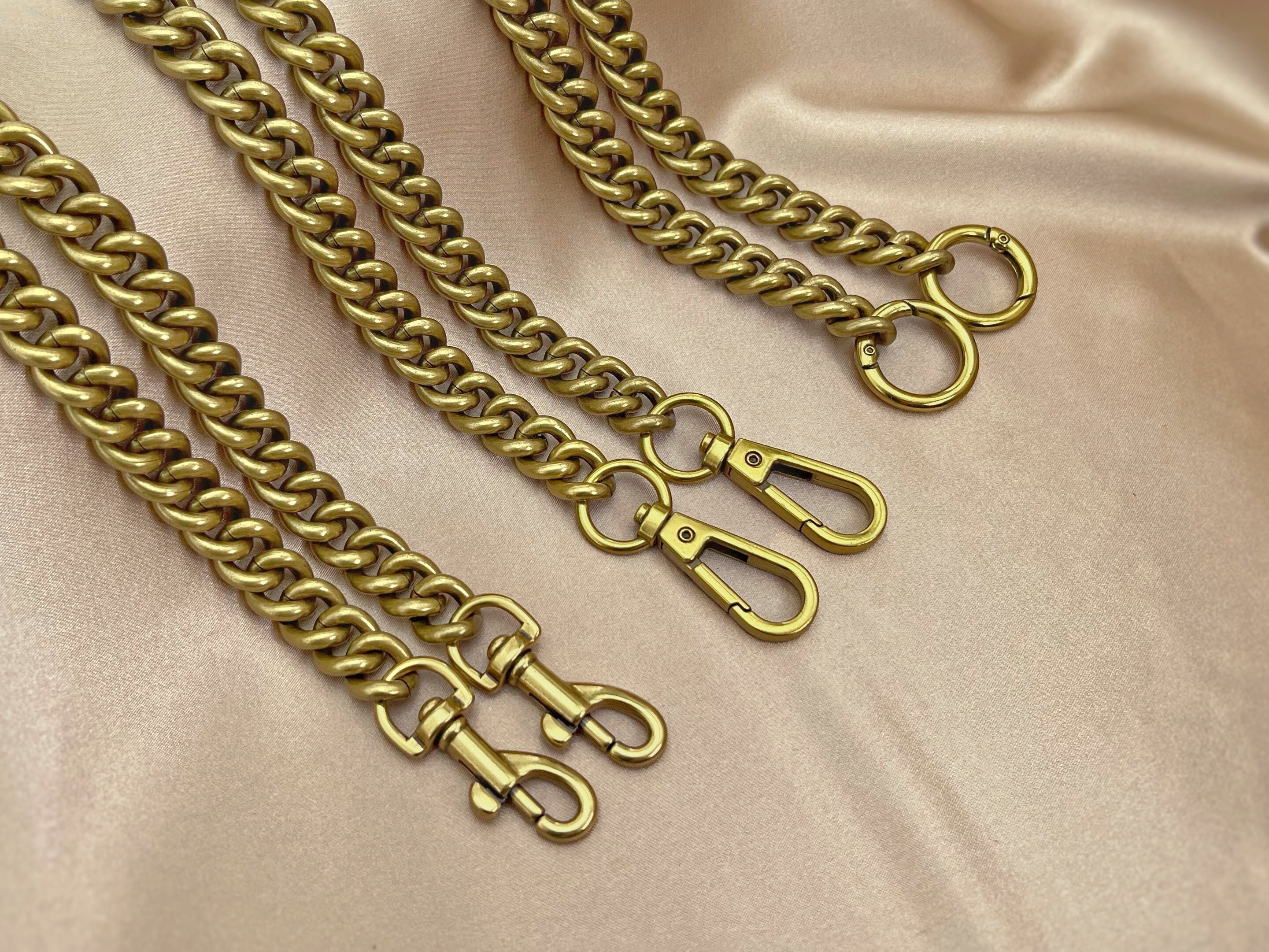 Large Classy Curb Strap GOLD Luxury Chain Purse/handbag Strap 1/2 12mm Wide  Choose Length & Hooks/clasps 