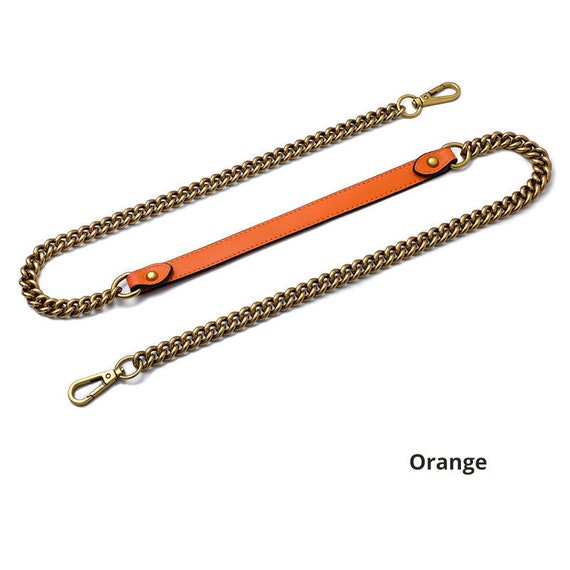 Leather Bag Strap with Antique Gold Chain Leather Chain Strap 110cm Etsy