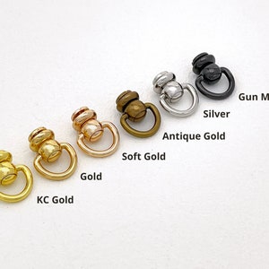 Brass Bag Chain Connector: Chicago Screw Rivets with Swivel D-Ring (2pcs)