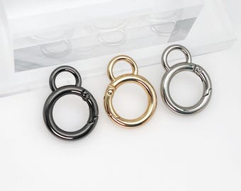 ループ付きスプリングリングクラスプ2個：金属製プッシュゲートスナップフック - DIYクラフト