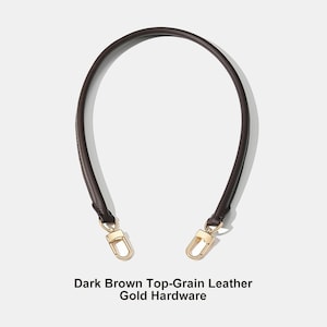 Bag Strap Replacement with Anti-Scratch Extender Set - Vachetta Leather Shoulder Strap Dark Brown Gold Strap Only
