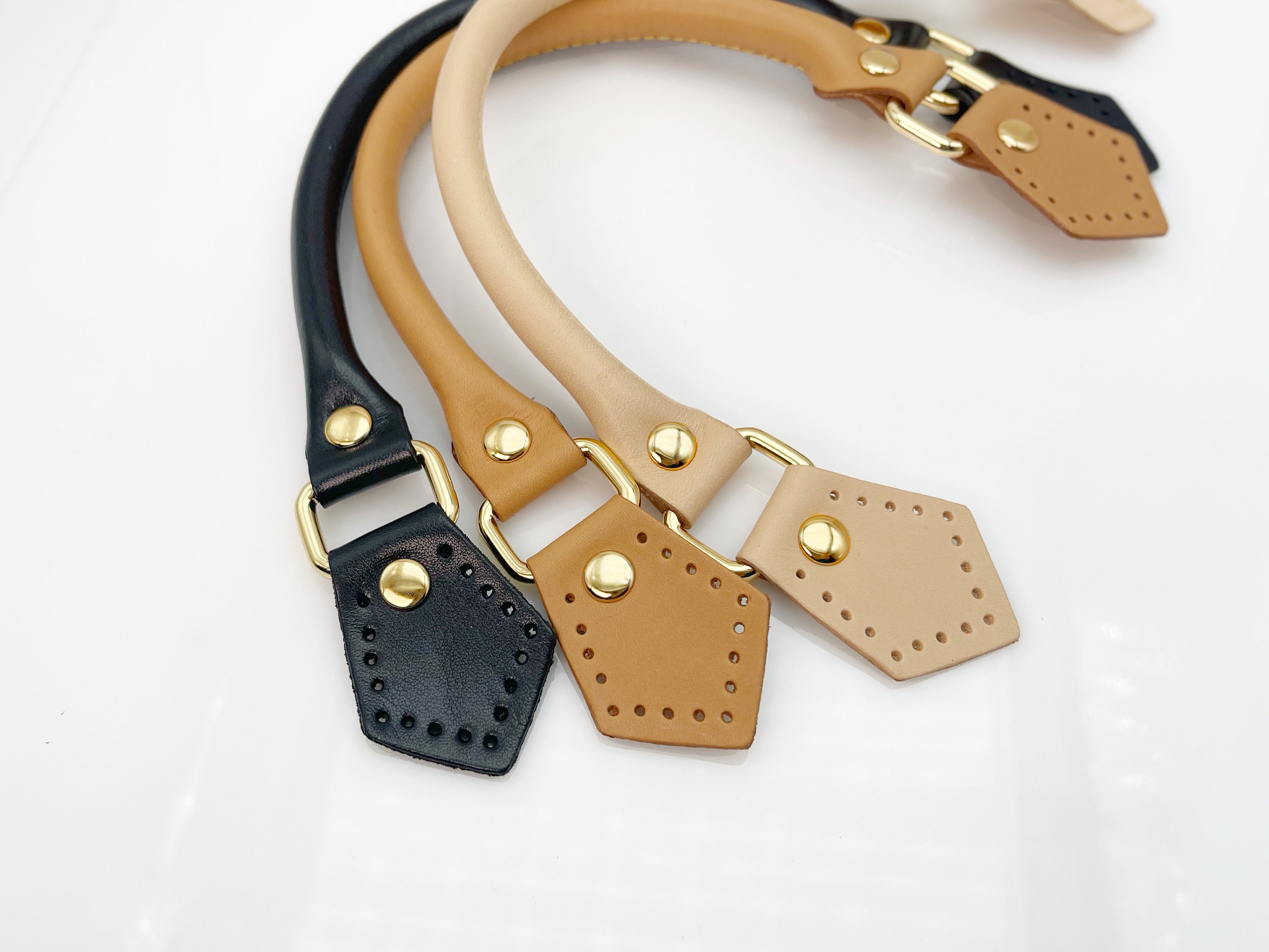 Leather top pocketbook handles