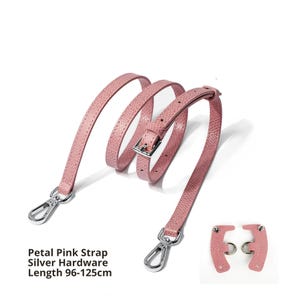 Kit de conversion de lanière en cuir réglable pour mini pochette - Sans perforation, relooking de sac bricolage Petal Pink & Silver Hardware