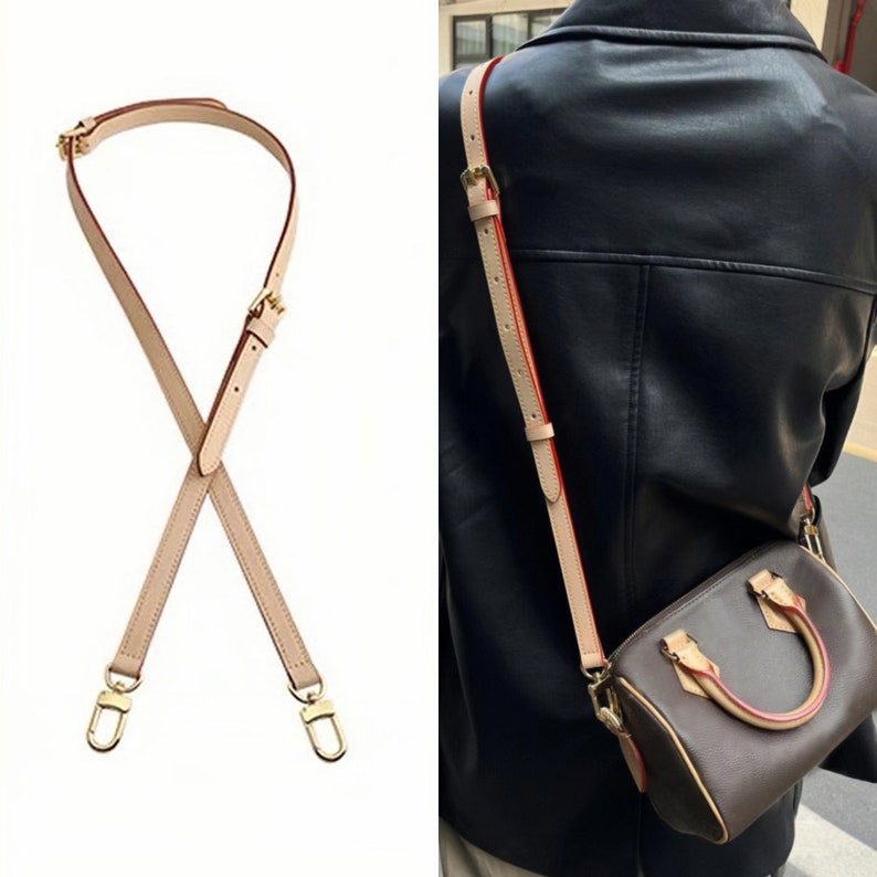 Genuine Vachetta Leather Strap for Handbag Adjustable Strap Natural or Honey Color image 1