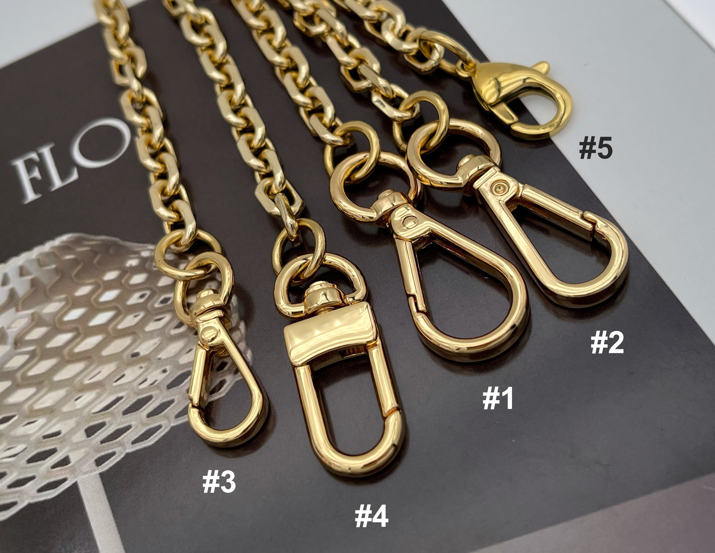 CHAIN STRAP EXTENDER Brass Diamond Cut Chain Extender Bag 