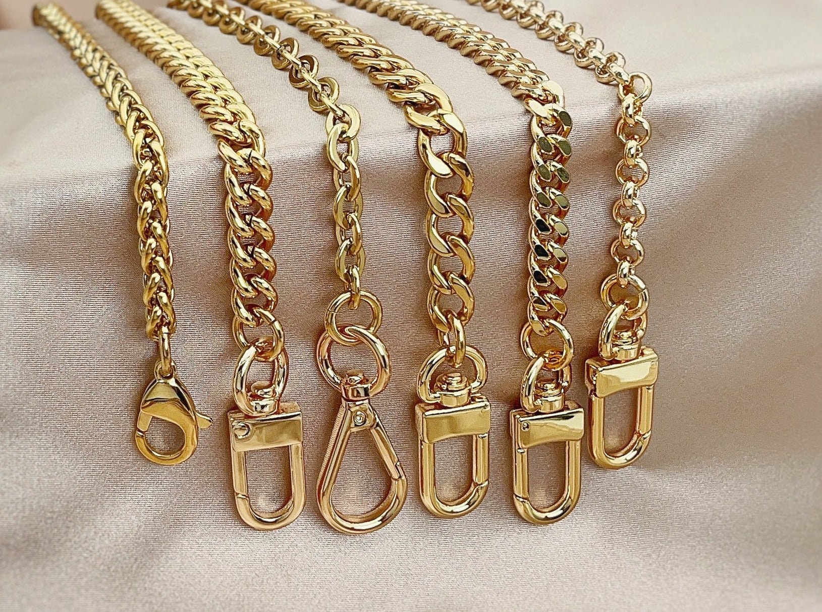 Chunky Flat Gold Chain Handle Decorative Strap for Toiletry 