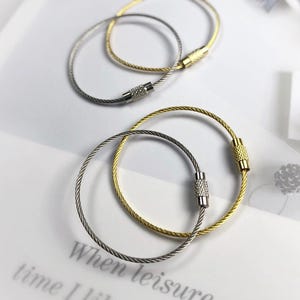 3 llaveros de alambre de acero inoxidable de 1,5 x 158 mm, llavero de cable