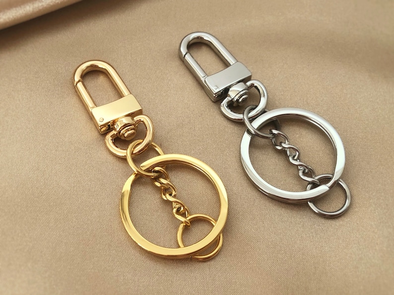 Keyring W/ Swivel Clip Keychain Gold Plated Polished Swivel Etsy