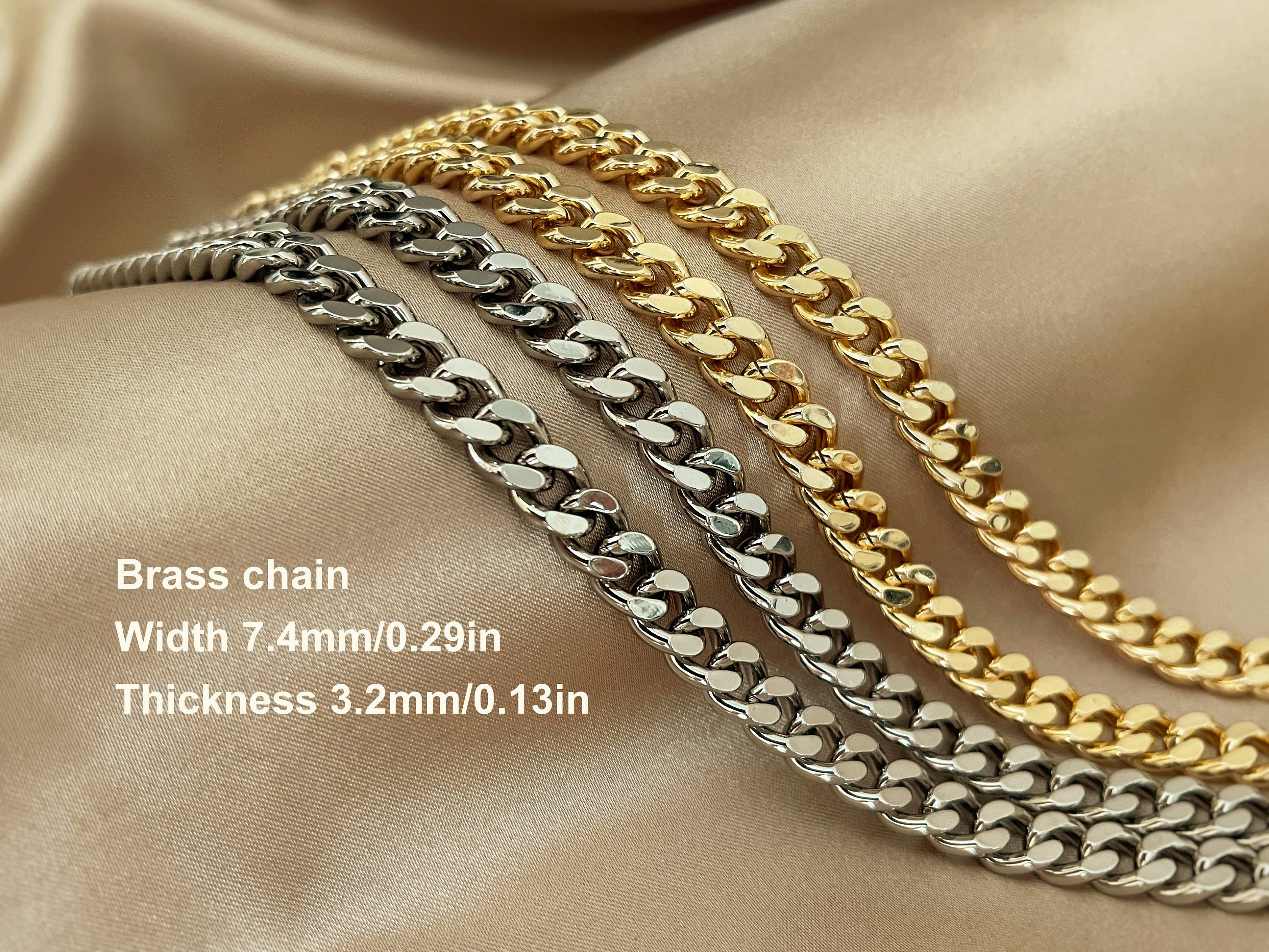 Brass Curb Purse Chain Strap With Clasps, 7.4mm Gold Plated Wallet Chain  Bag Chain, Handbag Charm Accessories -  Ireland