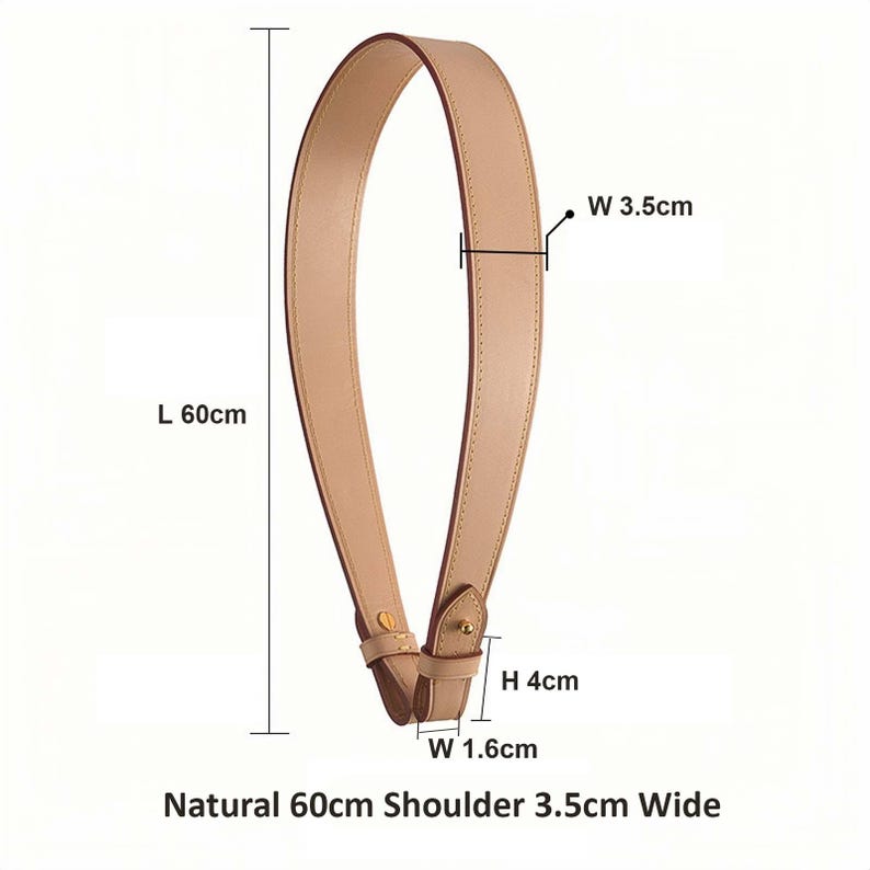 Vachetta leather strap replacement for LV - 3.5cm wide 60cm long natural color