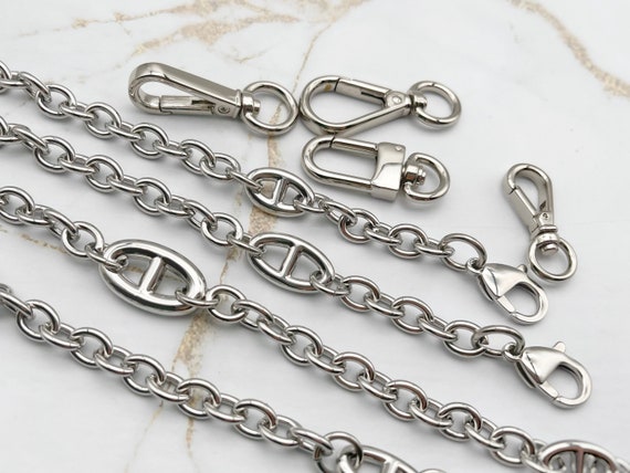 LSLeatherStudio Purse Chain Strap in Silver, Metal Shoulder Handbag Strap, Replacement Handle Chain, Crossbody Bag Chain Strap for Handbags