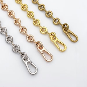 Correa de hombro para bolsos - Correa de cadena tipo donut en dorado/plateado, 1,5 cm de ancho, accesorio para bolsos de aleación de metal, correa de cadena desmontable