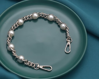 STOCK CLEARANCE Purse Shoulder Chain, Crossbody Purse Chain, Silver, Pearl Chain, Wallet Chain, Handle Handbag Replacement Chain