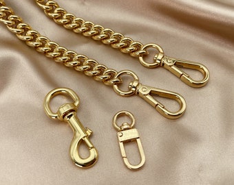 Gold Crossbody Bag Chain Strap: 13mm Wide Replacement